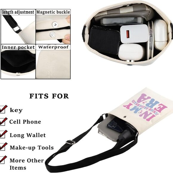 Junior Bridesmaid Gift Canvas Crossbody Bag Personalized Wedding Proposal - Picture 5 of 7